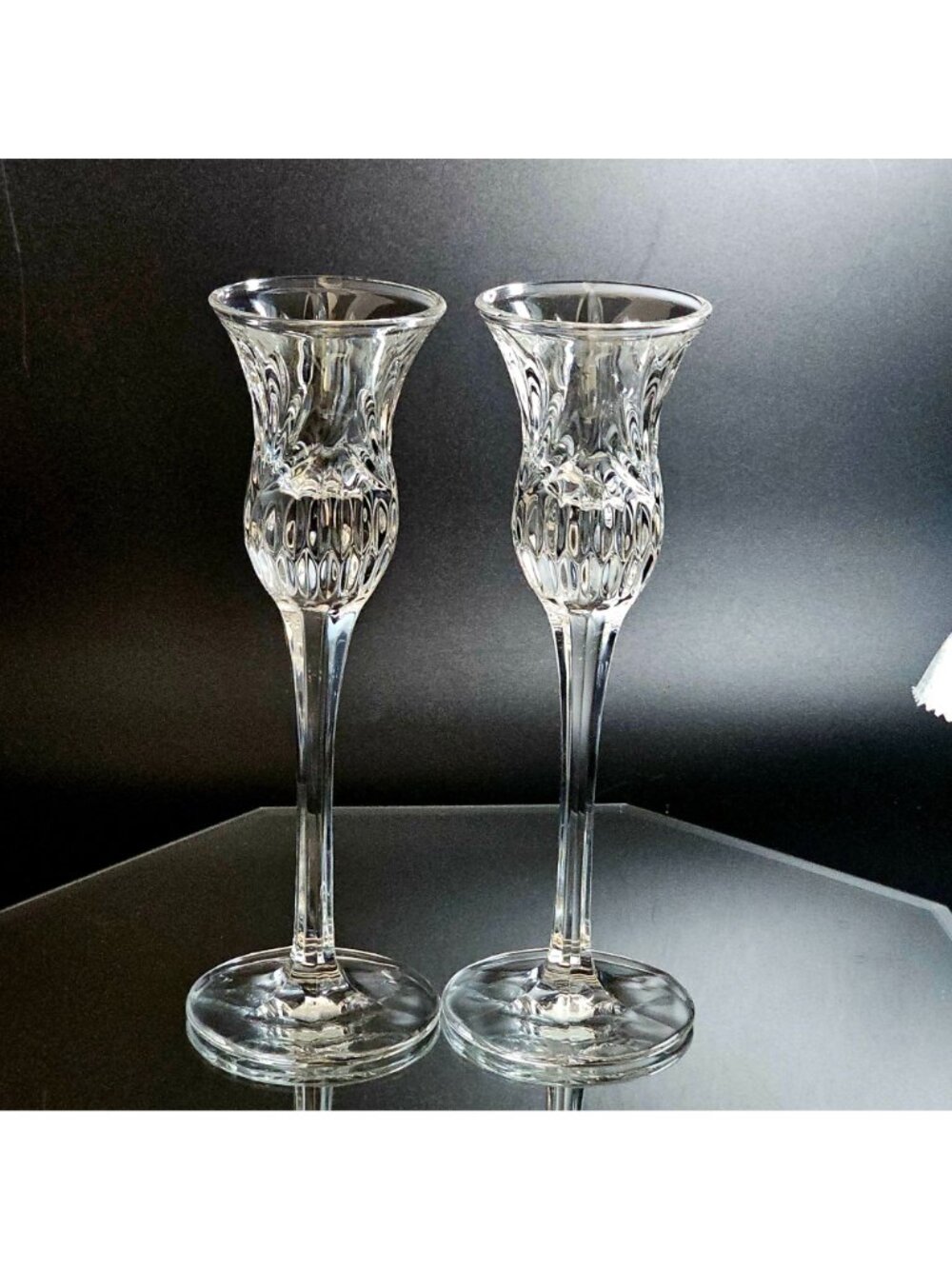 2 Princess House Highlights Candlestick Holders 8" tulip shape romantic candleli - Picture 5 of 5
